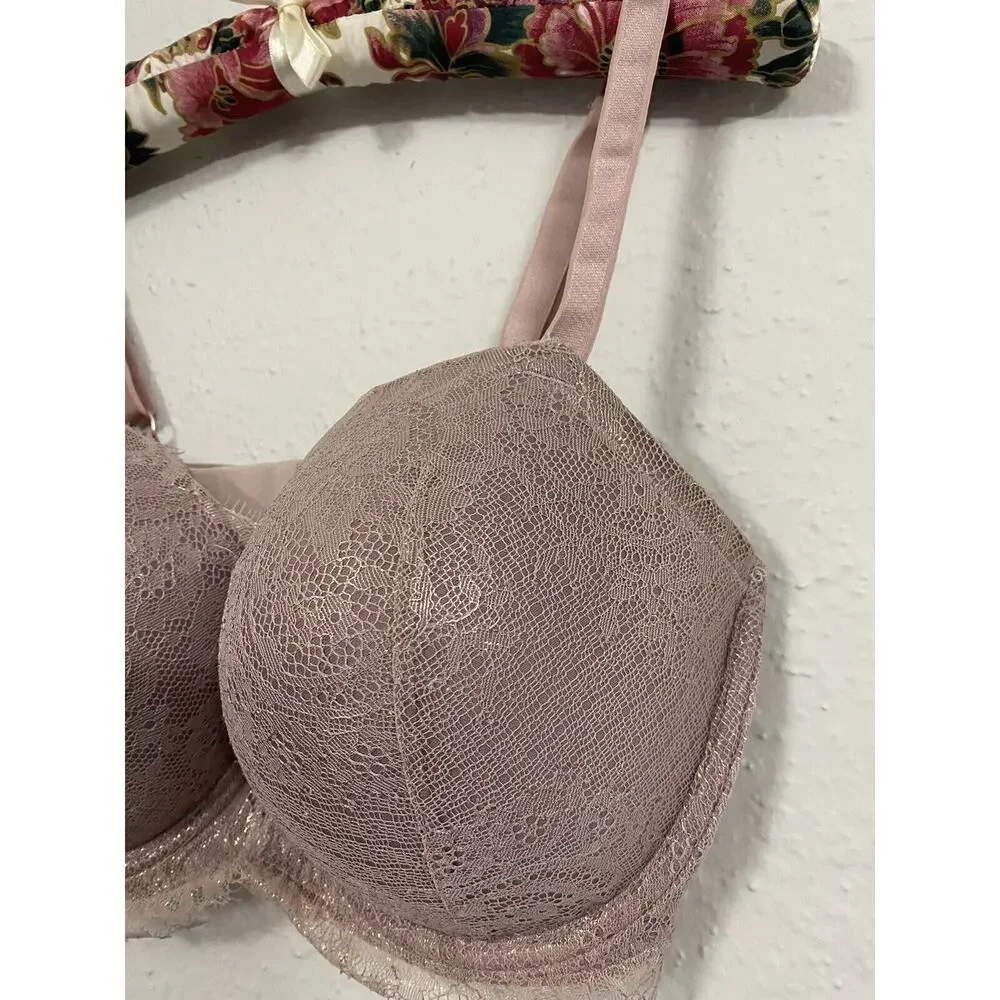 Victoria's Secret SEXY LUX EYELASH Bra Women's 34DDD Dream Angels Purple Lace